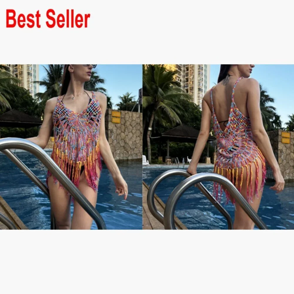 Crochet Tassel Beach Cover Up Dress Rayon Acrylic